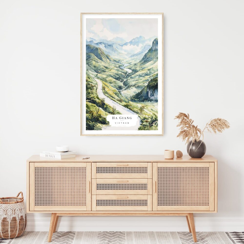 Ha Giang Vietnam Watercolor Art Print - Shelf - Portrait Ha Giang Vietnam Watercolor Art Print - Shelf - Portrait