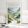 Ha Giang Vietnam Watercolor Art Print - Wood Frame standing on Floor