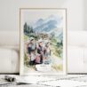 Hmong People Sapa Watercolor Art Print - Wood Frame standing on Floor