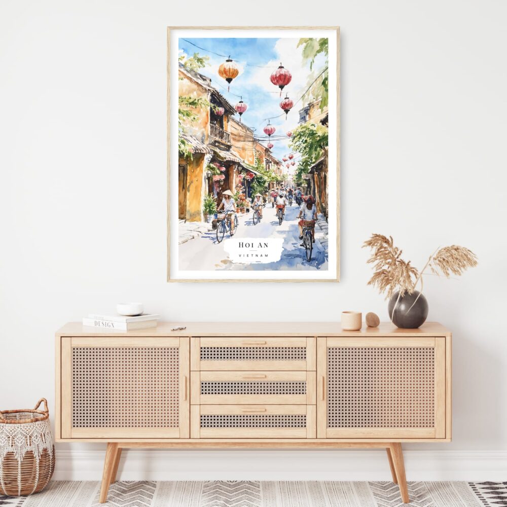 Hoi An Vietnam Watercolor Art Print - Shelf - Portrait Hoi An Vietnam Watercolor Art Print - Shelf - Portrait
