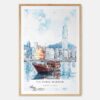 Hong Kong Watercolor Art Print - Main - Wood Frame