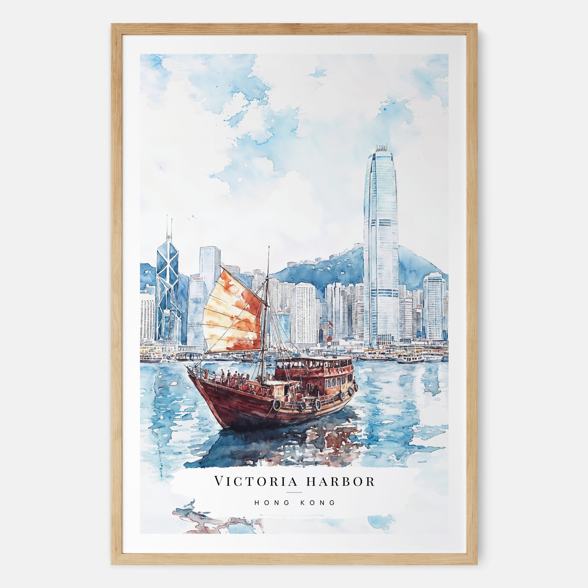 Hong Kong Watercolor Print – Asia Travel Art Print