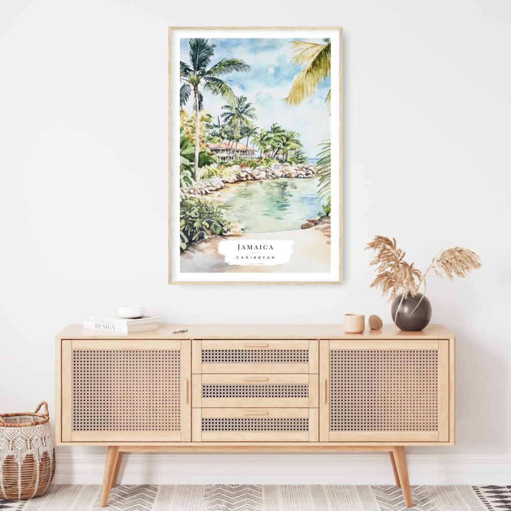 Jamaica Caribbean Island Watercolor Art Print - Shelf - Portrait Jamaica Caribbean Island Watercolor Art Print - Shelf - Portrait