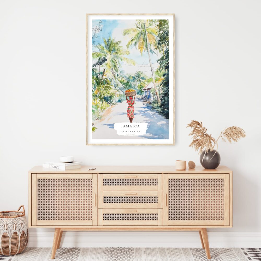 Jamaica Woman Watercolor Art Print - Shelf - Portrait Jamaica Woman Watercolor Art Print - Shelf - Portrait