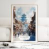 Kathmandu Watercolor Art Print - Wood Frame standing on Floor