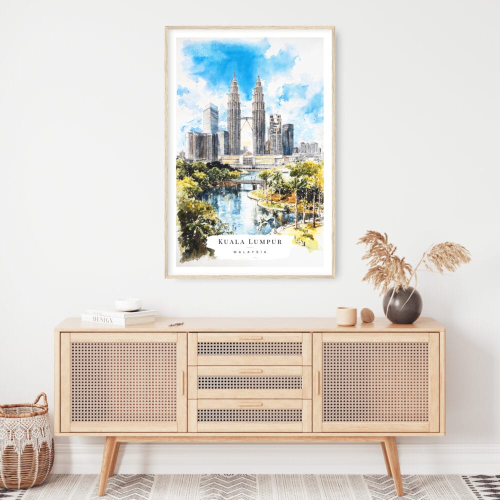 Kuala Lumpur Watercolor Art Print - Shelf - Portrait Kuala Lumpur Watercolor Art Print - Shelf - Portrait