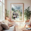 Large Framed Hmong People Sapa Watercolor Wall Art - Cozy Living Room - Portrait