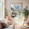 Large Framed Hmong People Sapa Watercolor Wall Art - Cozy Living Room - Portrait