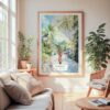 Large Framed Jamaica Woman Watercolor Wall Art - Cozy Living Room - Portrait