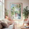 Large Framed Jamaica Woman Watercolor Wall Art - Cozy Living Room - Portrait
