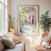 Large Framed Marrakesh Morocco Watercolor Wall Art - Cozy Living Room - Portrait
