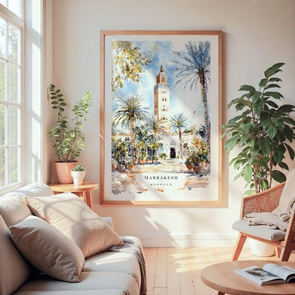 Large Framed Marrakesh Wall Art - Cozy Living Room - Portrait Large Framed Marrakesh Wall Art - Cozy Living Room - Portrait