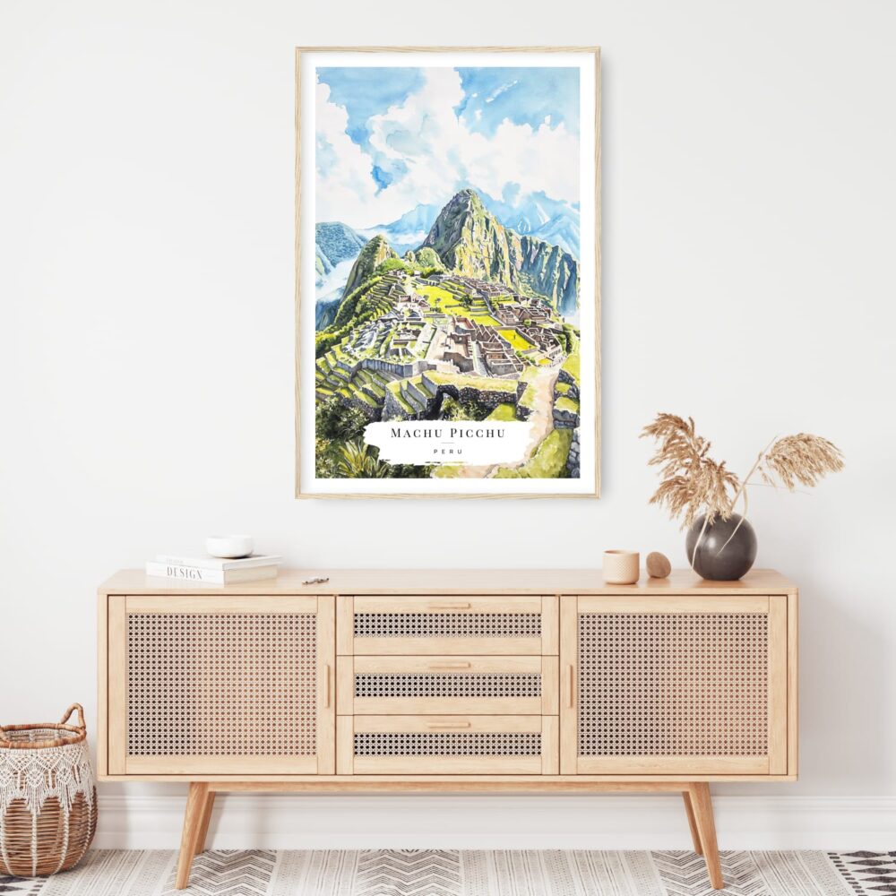 Machu Picchu Watercolor Art Print - Shelf - Portrait Machu Picchu Watercolor Art Print - Shelf - Portrait