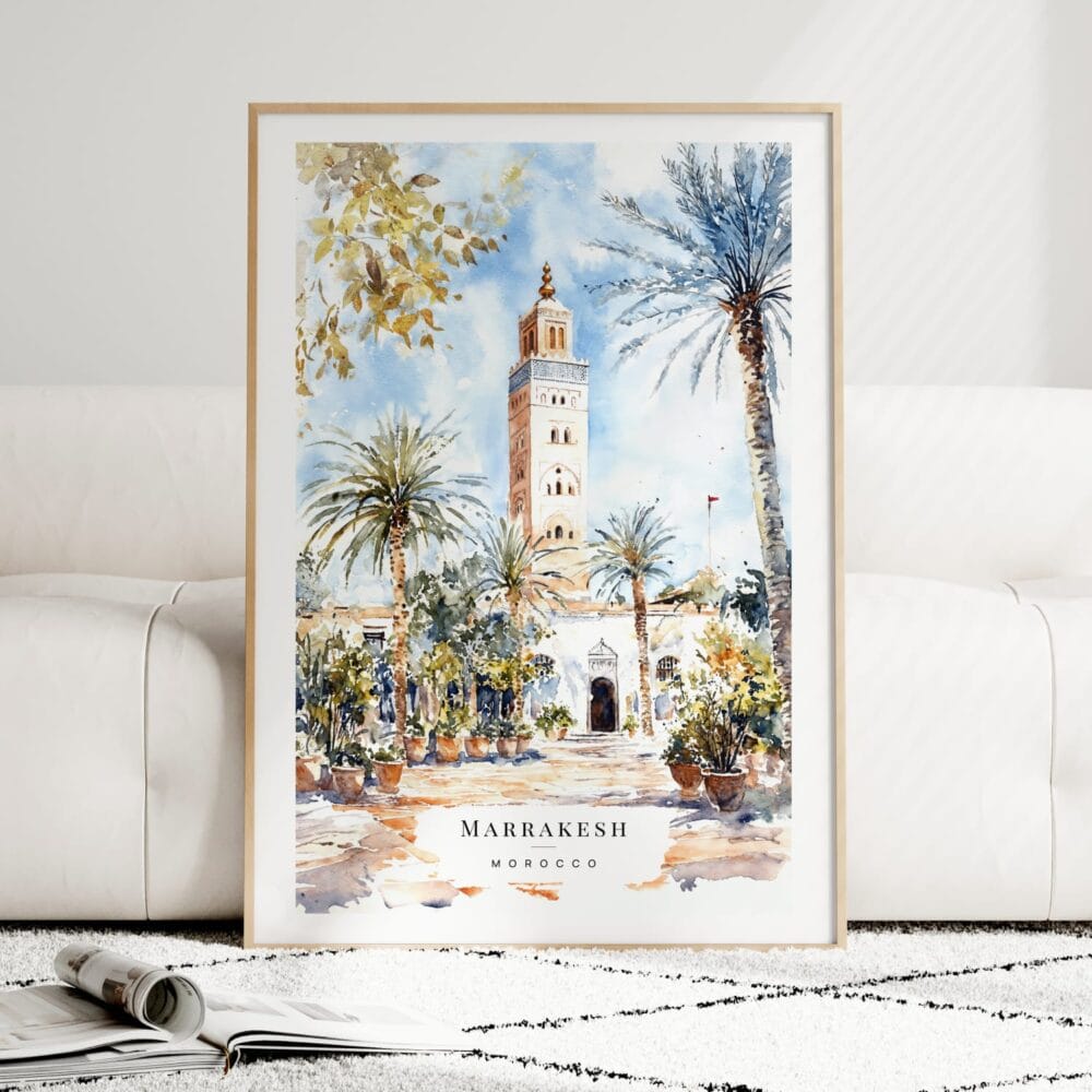 Marrakesh Art Print - Wood Frame standing on Floor Marrakesh Art Print - Wood Frame standing on Floor