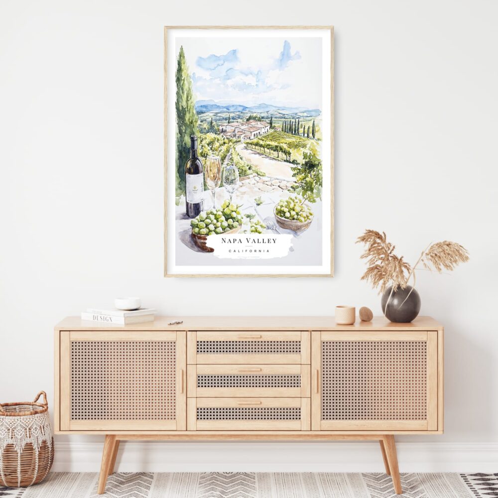 Napa Valley Watercolor Art Print - Shelf - Portrait Napa Valley Watercolor Art Print - Shelf - Portrait