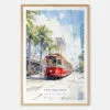 New Orleans Canal Street Watercolor Art Print - Main - Wood Frame