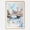 New York City Central Park Watercolor in Winter Art Print - Main - Wood Frame