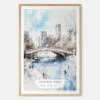 New York City Central Park Watercolor in Winter Art Print - Main - Wood Frame