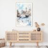 New York City Central Park Watercolor in Winter Art Print - Shelf - Portrait