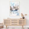 New York City Central Park Watercolor in Winter Art Print - Shelf - Portrait