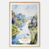 Ninh Binh Vietnam Watercolor Art Print - Main - Wood Frame