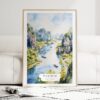 Ninh Binh Vietnam Watercolor Art Print - Wood Frame standing on Floor