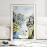 Ninh Binh Vietnam Watercolor Art Print - Wood Frame standing on Floor