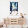 Northern Lights Finland Watercolor Art Print - Shelf - Portrait
