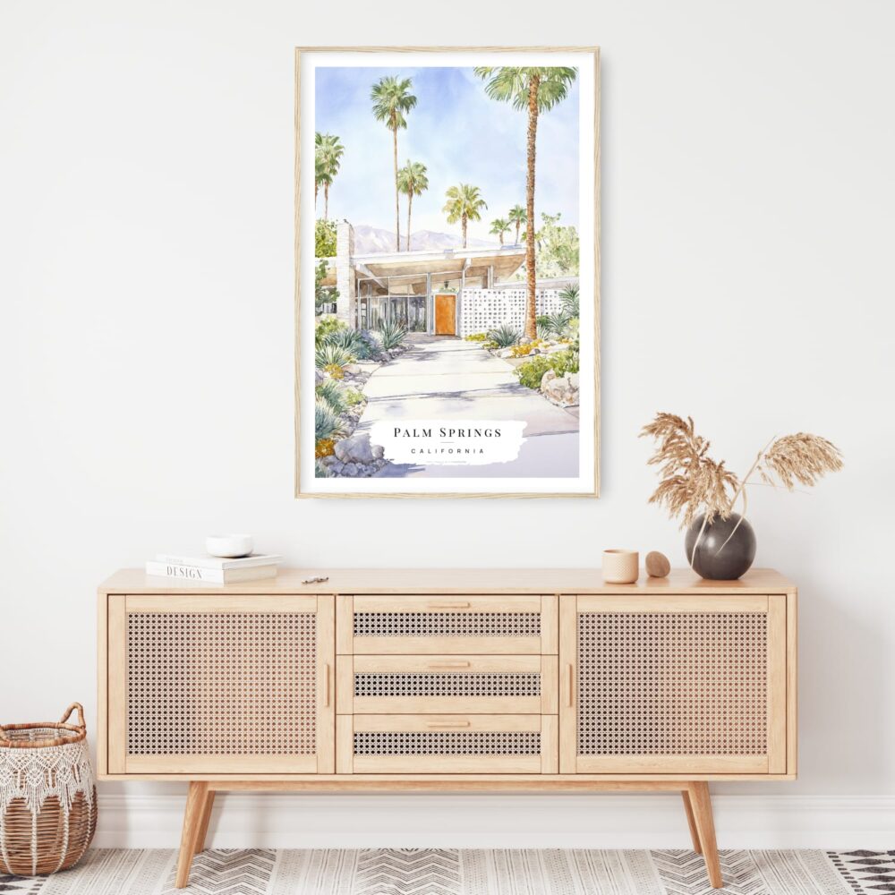 Palm Springs California Watercolor Art Print - Shelf - Portrait Palm Springs California Watercolor Art Print - Shelf - Portrait