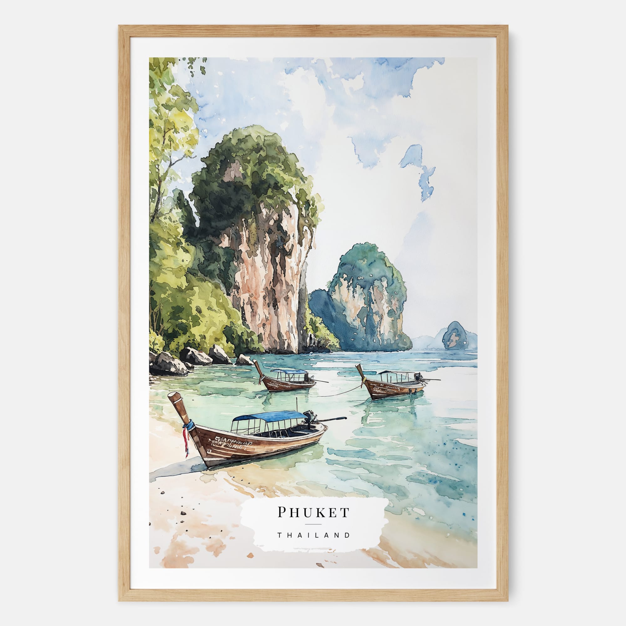 Phuket Thailand Watercolor Print – Tropical Beach Art Print