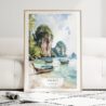Phuket Thailand Watercolor Art Print - Wood Frame standing on Floor