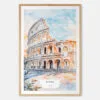 Rome Colosseum Watercolor Art Print - Main - Wood Frame
