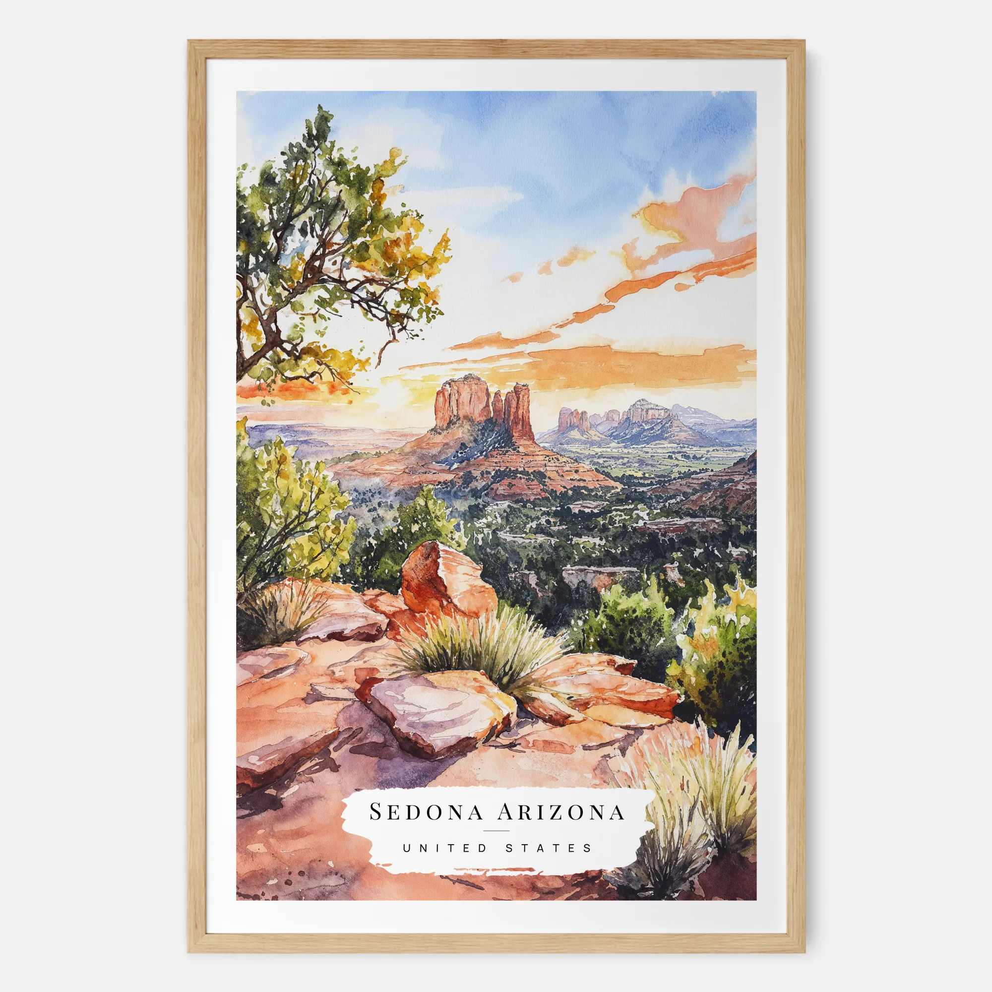 Sedona Arizona Watercolor Print - Peaceful Desert Art Print