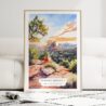 Sedona Arizona Watercolor Art Print - Wood Frame standing on Floor