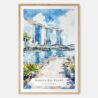 Singapore Watercolor Art Print - Main - Wood Frame