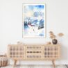 Skiing in Grindelwald Watercolor Art Print - Shelf - Portrait