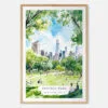 Summer in Central Park New York Watercolor Art Print - Main - Wood Frame