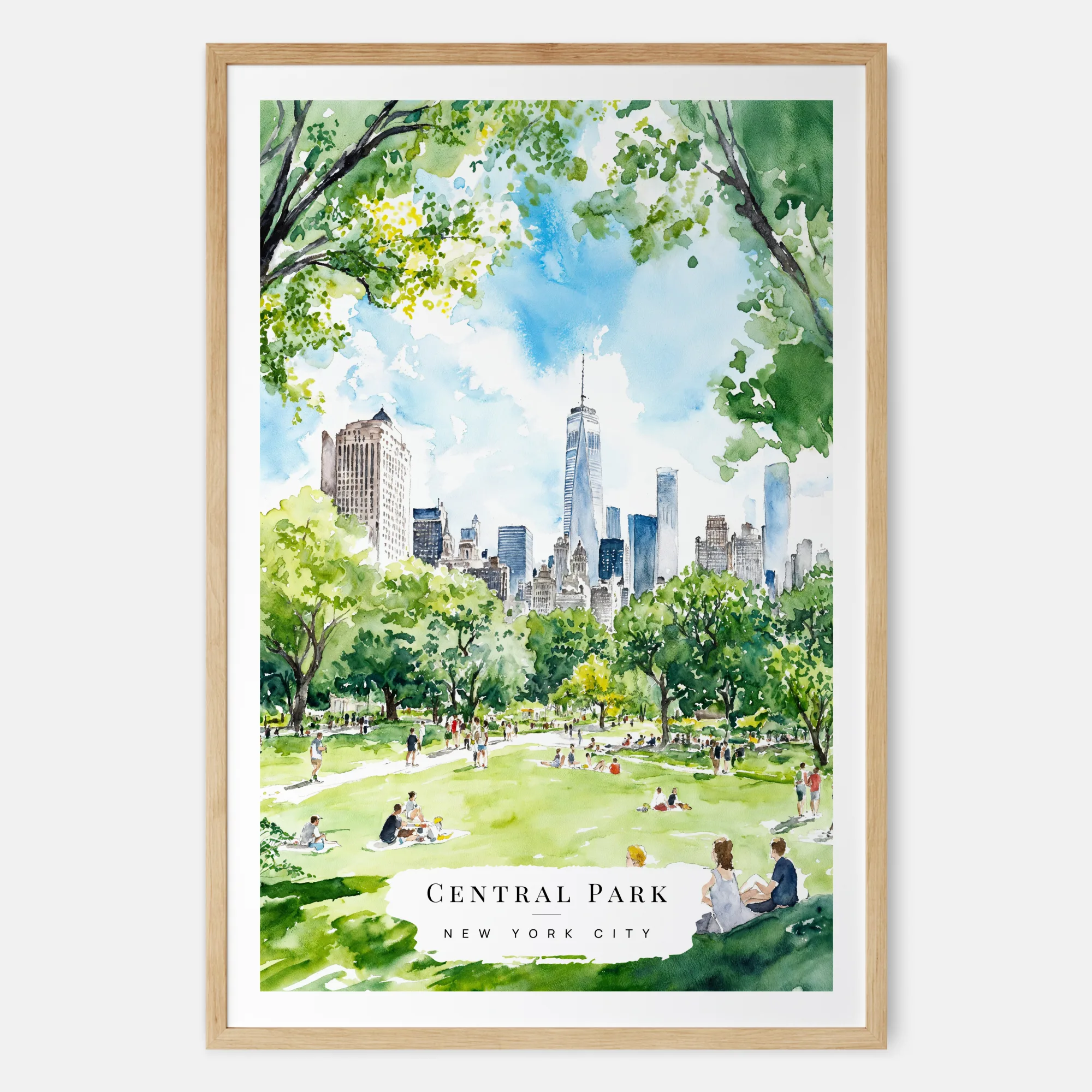 Summer In Central Park New York Watercolor Art - NYC Wall Print