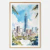 Taipei Watercolor Art Print - Main - Wood Frame