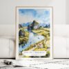 Tam Cốc Ninh Binh Watercolor Art Print - Wood Frame standing on Floor