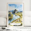 Tam Cốc Ninh Binh Watercolor Art Print - Wood Frame standing on Floor