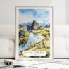 Tam Cốc Ninh Binh Watercolor Art Print - Wood Frame standing on Floor