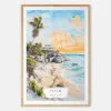 Tulum Mexico Watercolor Art Print - Main - Wood Frame