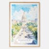 Washington DC Watercolor Art Print - Main - Wood Frame