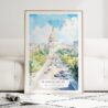 Washington DC Watercolor Art Print - Wood Frame standing on Floor