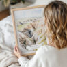 Woman Holding Framed Badlands National Park Watercolor Wall Art - Portrait