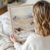 Woman Holding Framed Death Valley Watercolor Wall Art - Portrait