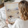 Woman Holding Framed Death Valley Watercolor Wall Art - Portrait