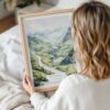Woman Holding Framed Ha Giang Vietnam Watercolor Wall Art - Portrait