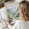 Woman Holding Framed Ha Giang Vietnam Watercolor Wall Art - Portrait
